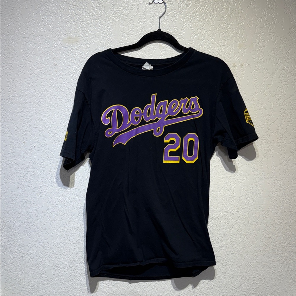 2020 Champions Los Angeles Dodgers Lakers Purple and Yellow Tee